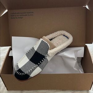 Rothy's Black and White Plaid Slippers
